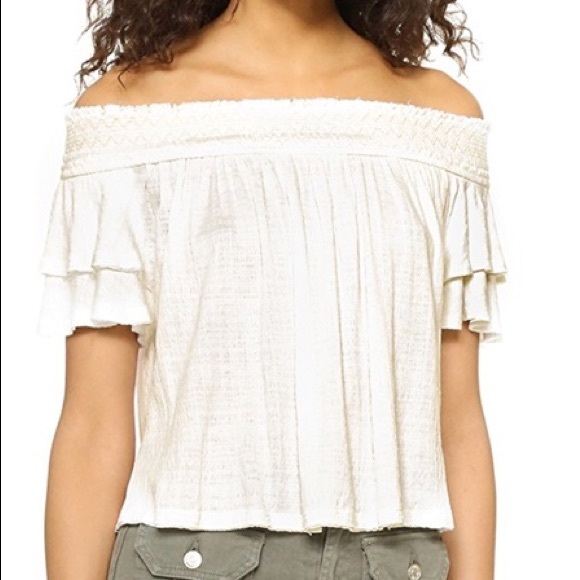 Cream Off Shoulder Ruffled Top - Picture 6 of 7